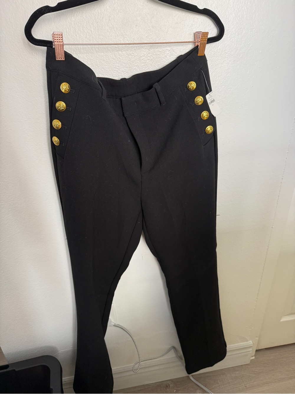 GAP Black Wide-Leg Pants with Gold Buttons